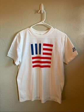 The North Face White Short-Sleeve Tee with American Flag USA Signature Logo